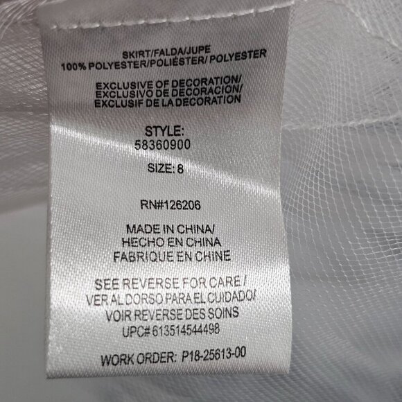 Badgley Mischka Girls White Floral Lace Tulle Dress W/ Satin Bow 2Pc Set Size 8 - Picture 4 of 14